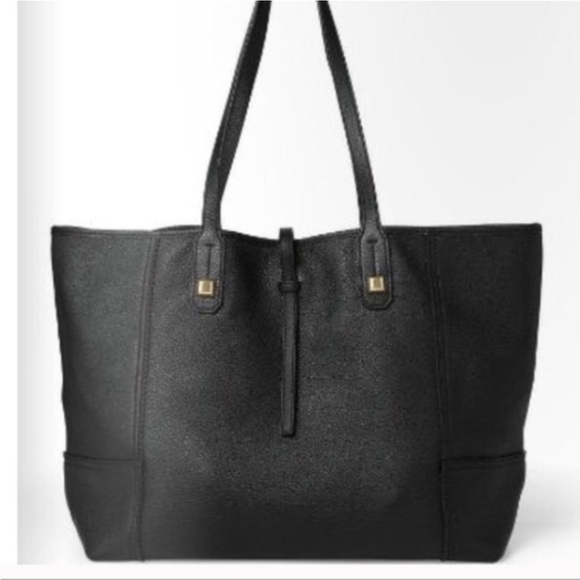 Stella & Dot Paris Market Black Leather Tote - Picture 6 of 12